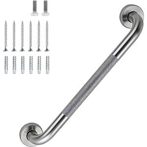 16 Inch Shower Grab Bar 1.25" Dia Brushed Nickel Anti Slip Bathroom Grab Bar, 304 Stainless Steel Knurled Handicap Grab Bars, Safety Support Handrail Bath Shower Handle for Elderly Injury Senior