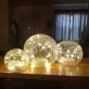 Crackle Globe LED Lamp Battery Operated , Lighted Glass Orb for Festival Christmas Decoration, Gold Mercury Glass Ball Light for Living Room Indoor (No Timer)
