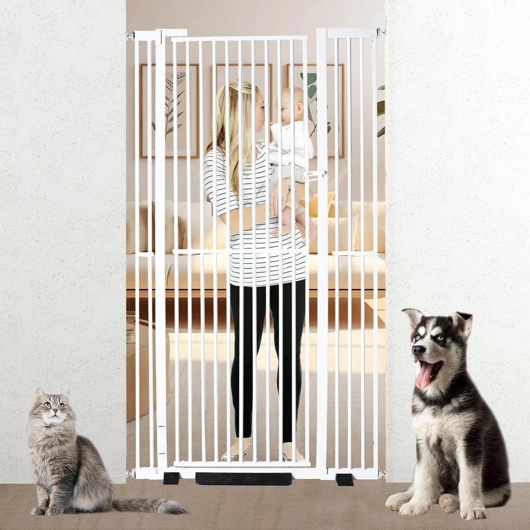 71 inch Extra Tall Cat Gate,Extra Wide Adjustable 29.92"-43",Pressure Mounted Walk Through Swing Safety Dog Pet Gates for Stairs, Doorways, Kitchen