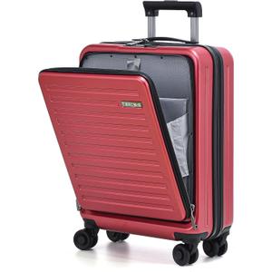 TydeCkare 20 Inch Carry On Luggage with Front Pocket, 21.65 * 15.35 * 7.87" Suitable for Airplane Overhead Bin, 34L PC+ABS Hardshell, Wine Red
