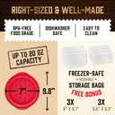 Red Chicken Shredder + 6 Freezer Bags | 20 oz | Hardened, Anti-Slip Chicken Shredder Tool Twist with See-Through Lid | Safer-than-Knives Meat Shredder Tool Twist | Dishwashable | Chicken Puller