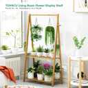 Hanging Plant Shelf Indoor Outdoor Plant Stands Wood Flower Stand 2 Tiered Bamboo Plant Shelves Holder Rack for Patio Balcony Garden (Tall,50 inch)
