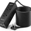 20 Ft Extension Cord with Multiple Outlets, Long Extension with 6 Outlets 4 USB Ports(2 USB C), Flat Plug Surge Protector Power Strip for Home, Office Supplies, Dorm Essentials, Black
