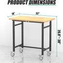 EVERHANGER Workbench with Wheels, Adjustable Height Work Table, 32“ x 18”