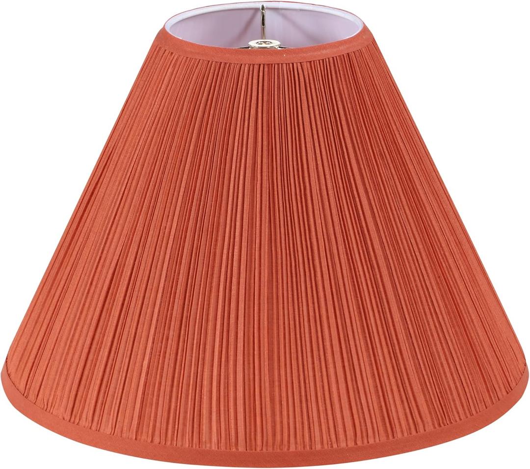 Aspen Creative 33197, Hardback Empire Transitional Spider Lamp Shade, Mushroom Pleated Carrot Faux Silk Fabric, 6" Top x 16" Bottom x 12" Slant Height
