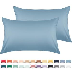 Warmstar 100% Cotton Toddler Pillowcase Set of 2, 600 Thread Count 13x18 Toddler Pillowcases Soft & Breathable, Cotton Travel Pillow Case Cover 13"x 18" with Envelope Closure, Placid Blue