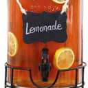 1.5 Gallon Glass Drink Dispensers for Parties, Ice Beverage Dispensers with Stand, Glass Water Dispenser with Spigot, Laundry Detergent Dispenser, Lemonade Dispenser