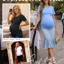 Ficerd 3 Pack Women's Maternity T-Shirts, Short Sleeve Maternity Tops Comfy Crew Neck Side Ruched Pregnancy Clothes (XXL)