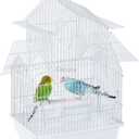 Small Bird Travel Cage - The Lightweight Small Birds Starter Kit with Birdcages and Accessories Great for Parakeets Lovebirds Parrotlets Finches Canaries (White 13.5"L x 11.2"W x 22"H)