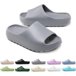 Cloud Slides for Kids,Boys Girls Shower Slippers Bathroom Pool Sandals,Toddler Home House Open Toe Comfy Thick Sole Slippers,Summer Non-Slip Beach Shoes (4-4.5 Big Kid, Grey)