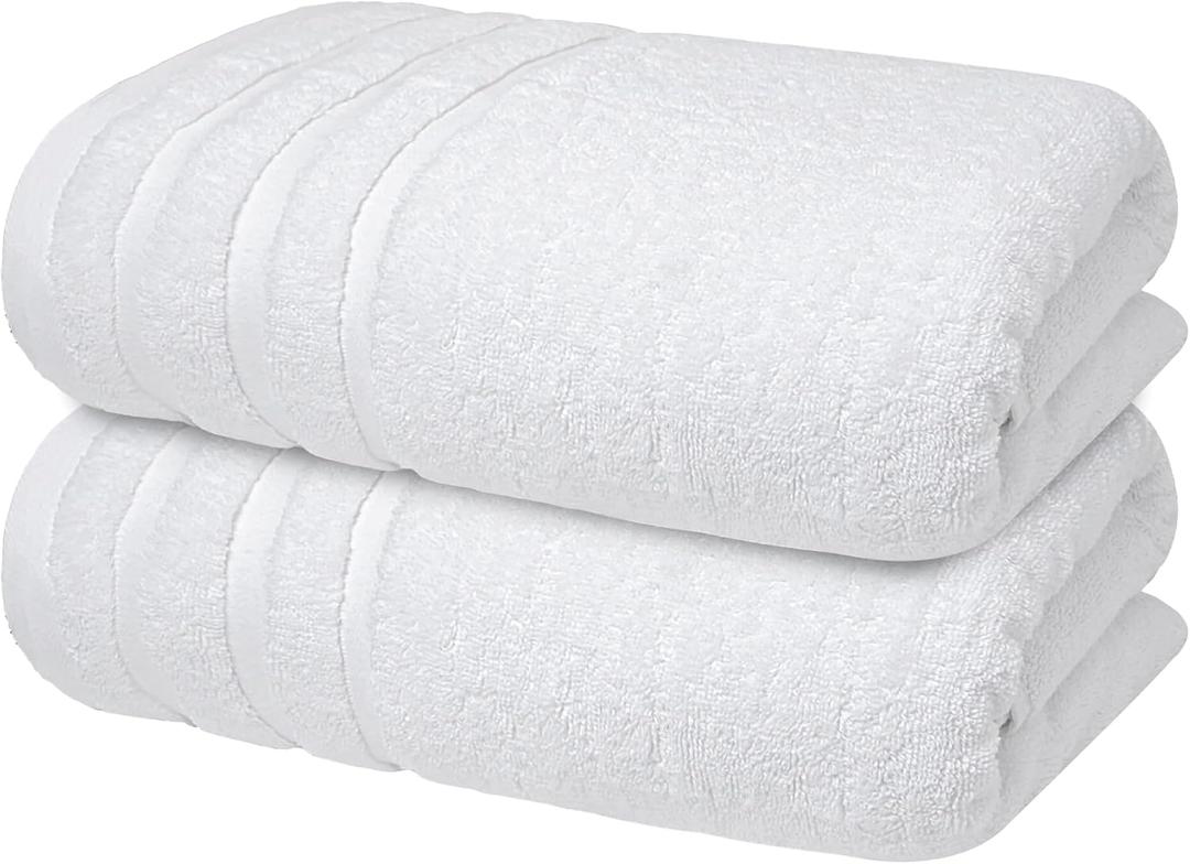 Infinitee Xclusives 100% Cotton Luxury Bath Towels Set of 2 (27x54 Inches) (Brilliant White, Bath Towels - Pack 2)