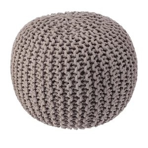 REDEARTH Round Pouf Foot Stool Bean Bag Ottoman - Hand Knitted Boho Pouffe - Home Decor Poof - Stuffed Foot Rest for Living Room - Nursery - Bedroom - Patio (19.5"x19.5"x14") - Taupe