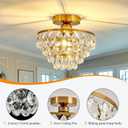 YYJLX Modern E26 Small Crystal Chandelier Semi Flush Mount Ceiling Light Fixture Gold Ceiling Lamp for Hallway Bedroom Bathroom Closet Bedroom Foyer, Gold, Small