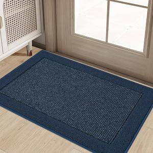 BEQHAUSE Indoor Door Mat 20" x 32", Dirt Trapper Door Mats Non-Slip Entryway Rugs Washable, Resist Dirt Absorbent Welcome Mat, Low Profile Floor Mats for Front Back Door and Entryway, Blue (1'8" x 2'8" (Rectangular))