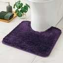 MIULEE Dark Purple Toilet Rugs U-Shaped，Soft Absorbent Microfiber Bathroom Rugs Non Slip Quick Dry Fluffy Contour Bath Mats for Toilet Base Bathroom Floor, Machine Washable, 20x20 Inch