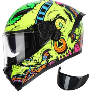 TRIANGLE Motorcycle Helmets Full face Helmet for Adults Men and Women Dual Visor with Internal Sunshield DOT Approved (Glossy Yellow, Medium)