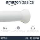 Amazon Basics No Drill Spring Tension Curtain Rod, Adjustable Length 36-54", Classic Finial, White
