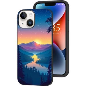 Compatible with iPhone 13 Case - Aesthetic Nature Forest River Sunset Slim Soft TPU Shockproof Protective Cover Case for Women Girls (Pattern-7)