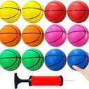 12Pcs 5Inch Mini Basketballs, Colorful Rubber Inflatable Basketball,  Pool Kick Balls Toy with Inflation Pump for Indoor Mini Basketball Hoop, Beach Sports Game, Party Favor