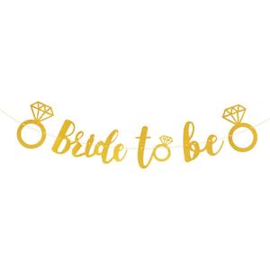 Bride to Be Banner, Glitter Gold Bridal Shower Banner Bride to be Decorations Bachelor Party Banner for Wedding Engagement Party Sign Decoration