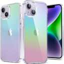 2 x FNTCASE for iPhone 14 Phone Case: iPhone 13 Clear Case | Military Grade Drop Protection Anti Yellowing Slim Cell Phone Cover - Rugged Shockproof Protective Bumper (D-Colorful)