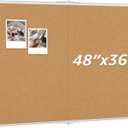 MaxGear Large Cork Bulletin Board 48" x 36", Foldable Notice Boards with Silver Aluminium Frame, 4' x 3' Wall-Mounted PinBoard, CorkBoards for Office, School & Home, Includes 20 Pushpins