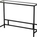 MAJARO Small Modern Console Table for Entryway, Tempered Glass with Metal Frame Sofa Table for Living Room, Hallway, Office (Single-Layer, Black), 38.19 inches x 9.45 inches x 29.13 inches