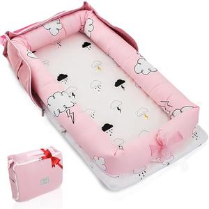 Baby Lounger for Newborn to Toddler 0-24 Months - Portable Infant Lounger with Breathable Cotton, Adjustable Size & Lengthen Space Travel Strap for Home, Outdoor (3. Cloud)