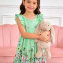 Goodstoworld Toddler Girl Dress for Kids Summer Beach Ruffle Tie Back Dresses for 2-8T (6-7 Years, A1-butterfly 04)