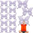 Geyee 12 Pcs 3D Large Butterfly Party Decoration Paper Butterfly Stickers in 2 Different Size Wall Mural Set for Birthday Baby Shower Nursery Bedroom Wedding(White and Purple)