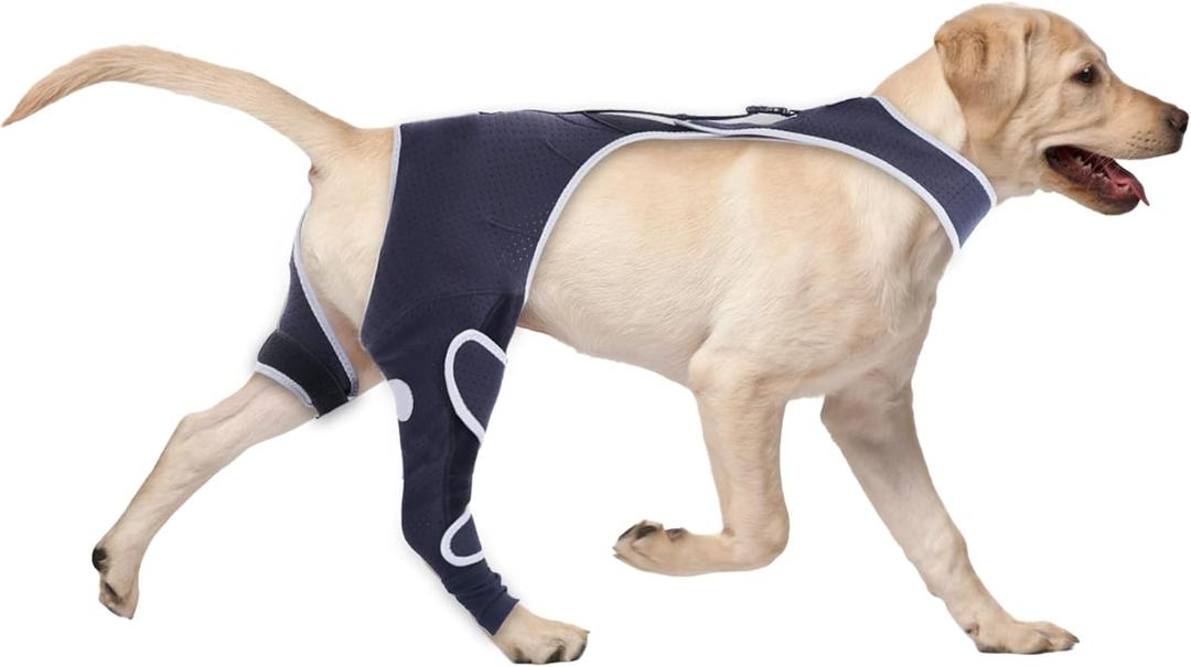 Dog Leg Sleeve for Large Dogs, Wounds Prevent Licking Recovery Dog Back Leg Protection Sleeve, E-Collar & Cone Alternative Surgical Suit for Male Female, Rear Right Leg, L