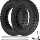 2PCS 10X2 Solid Tire, 10x2.125 Inch Tires Replacement for Gotrax G4 GXL V2 Ninebot Segway F25 F30 F40 F60 D40x Electric Scooter, 50/75-6.1 10x2/54-152 10 Inch Off Road Front Rear Tubeless Tire Wheel