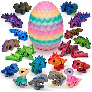 18 pcs 3D Printed Dinosaur Animals Set with Egg, Animals 3D Printed Toys Cute Articulated Flexible Figurines Fidget Toys for Party Favors Birthday Gifts Desk Pets Christmas Decor