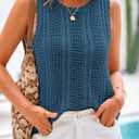KIRUNDO Beach Vacation Clothes for Women Spring Summer Crochet Sweater Vest Tank Tops Cover Ups Resort Cruise Outfits 2026 (Blue, M)