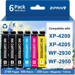 ZIPRINT Remanufactured Ink Cartridge Replacement for EPSON 232 Ink Cartridge Compatible with XP 4200 XP-4200 Printer Ink Cartridges WF-2930 WF-2950 XP-4205 Printer (3XL Black, 3 Standard CMY)
