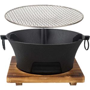 Round Seasoned Cast Iron Charcoal Hibachi Grill