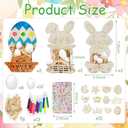 Cinrobiye 6 Set Easter DIY Wooden Crafts KitBuild & Paint Unfinished Bunny Basket Coloring Set, Creative Art Project & Bulk Painting Kit for Toddler School Activities & Party Favors