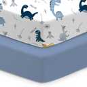 TotChill Pack and Play Sheets Fitted 2 Pack, 38x26 Graco Pack n Play Sheets for Playard & Travel Crib Mattress, Ultra Soft Jersey Knit, Breathable Stretchy Deep Pocket, Compatible with Mini Cribs