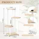 4 Tier White Metal Wooden Tall Plant Stand Indoor Shelf Flower Pot Holder for Multiple Plants, Corner Display Rack for Living Room Balcony Patio Garden