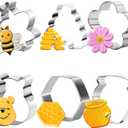 6Pack Bee Cookie Cutters Set, Beehive,Honey Jar,Winnie the Pooh,Flower Shapes Stainless Steel Biscuit Molds for Honey Bee Party Baking Muffins Sandwiches Cake Fondant Birthday Decoration
