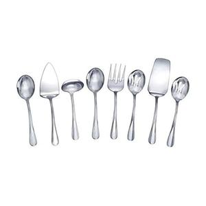 Mikasa Gourmet Basics Kaylee 8-Piece Serving Set, 18/10 Stainless Steel, Soup Ladle, Lasagna Server, Cake Server, Tablespoons, Cold Meat Fork, Dishwasher Safe