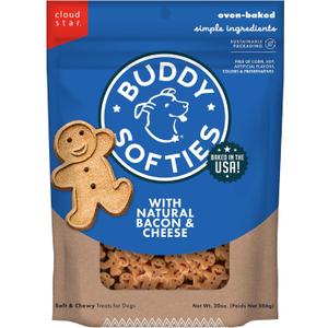 Buddy Biscuit Softies 20 oz Pouch, Soft & Chewy, Natural Bacon and Cheese Flavor Dog Treats, Oven Baked in the USA (1.25 Pound (Pack of 1))