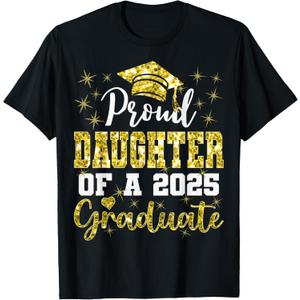 Super Proud Daughter of 2025 Graduate Graduation Family T-Shirt (Black, M)