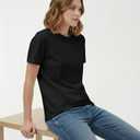 T-Shirts for Women | 100% Cotton Casual Short Sleeve Crew Neck T-Shirts for Women (Black, XL)