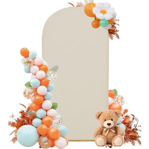 6.6FT Arch Backdrop Cover  Elastic Spandex Fabric for Photo Booth, Birthday & Graduation Decor  Sleek Black Arch Stand Cover for Indoor/Outdoor Events (off-white)