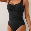 B2prity One Piece Swimsuit for Women Tummy Control Bathing Suit Ruched Slimming Swimwear (Black, XL)