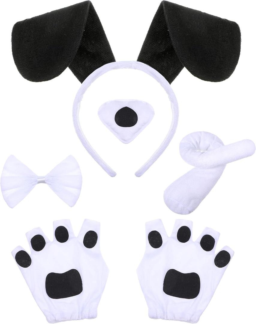 Syhood Puppy Dog Costume Set Ears Headband Bowtie Nose Tail Paw Gloves Accessories for Carnival