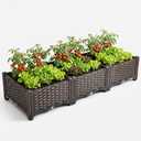 HYZSWGC 3 Planter Boxes Rectangular Raised Garden Bed Kit Indoor Outdoor Plastic Planter Grow Box for Fresh Vegetables, Herbs, Flowers & Succulents, Brown, 46.4'' X 15.7'' X 8.46''