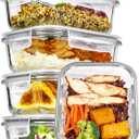 Vtopmart 5Pack 22oz Glass Storage Containers with Lids, Grey
Glass Meal Prep Food Container Sets, Snap Airtight Lid, For Microwave, Oven, Freezer and Dishwasher, BPA Free