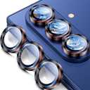 Uyiton for Samsung Galaxy Z Fold 7 Camera Lens Protector - Military-Grade Tempered Glass Rear Camera Screen Cover - [Strong Adsorption] [Easy to Install] Ultra HD Clear Lens Protector - Black+Red